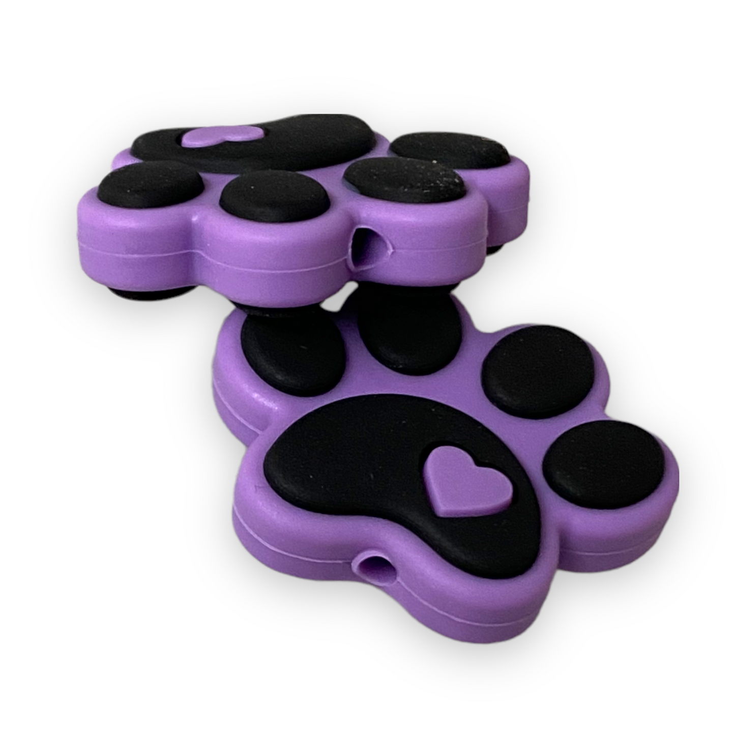X295 - “Purple Paw" Focal (1 Count) Bead Silicone