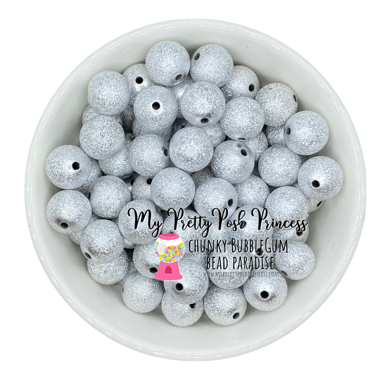 #888 - 20mm Silver Stardust Acrylic Beads (1 Count)