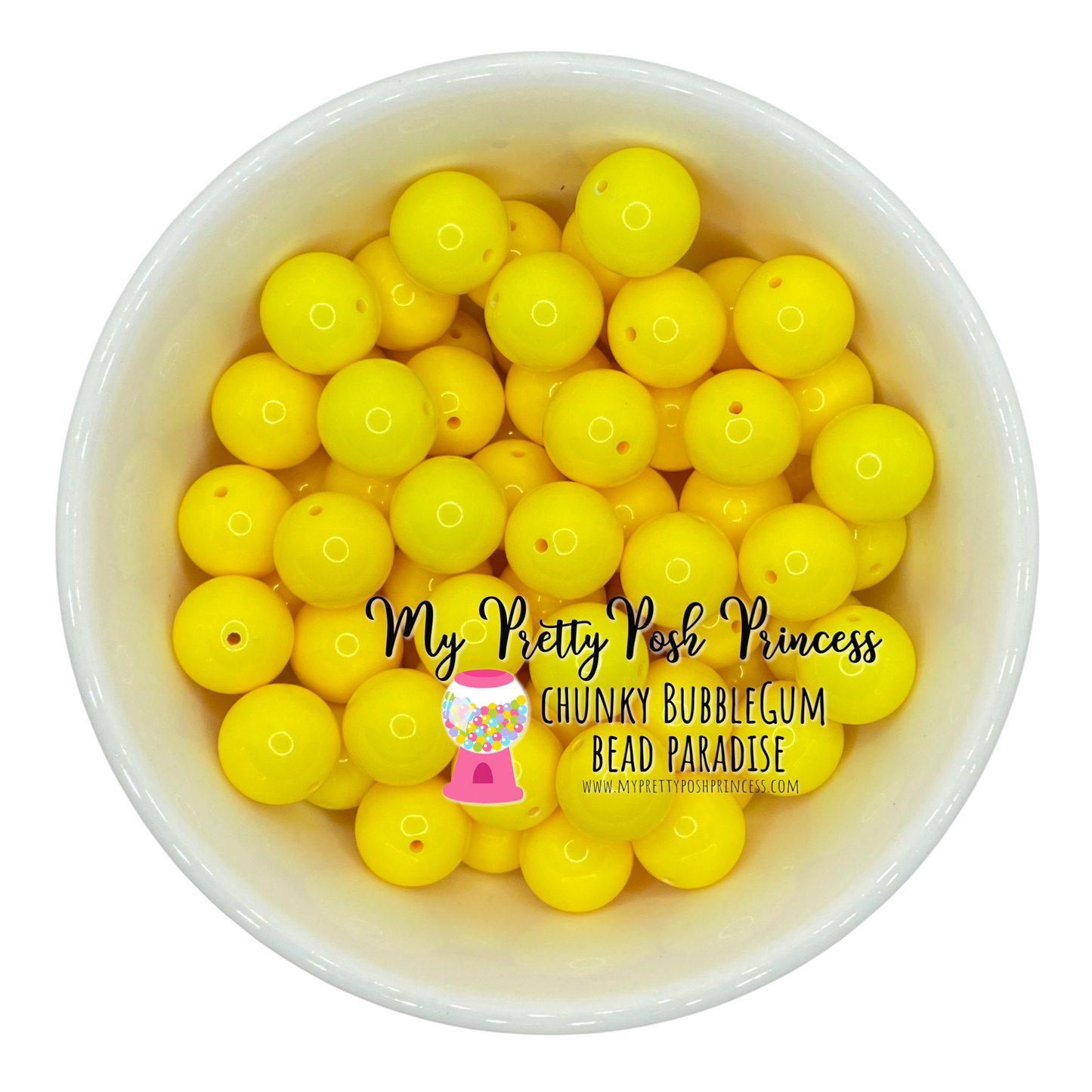 #6 - 12mm Yellow Solid Acrylic Beads (20 Count)