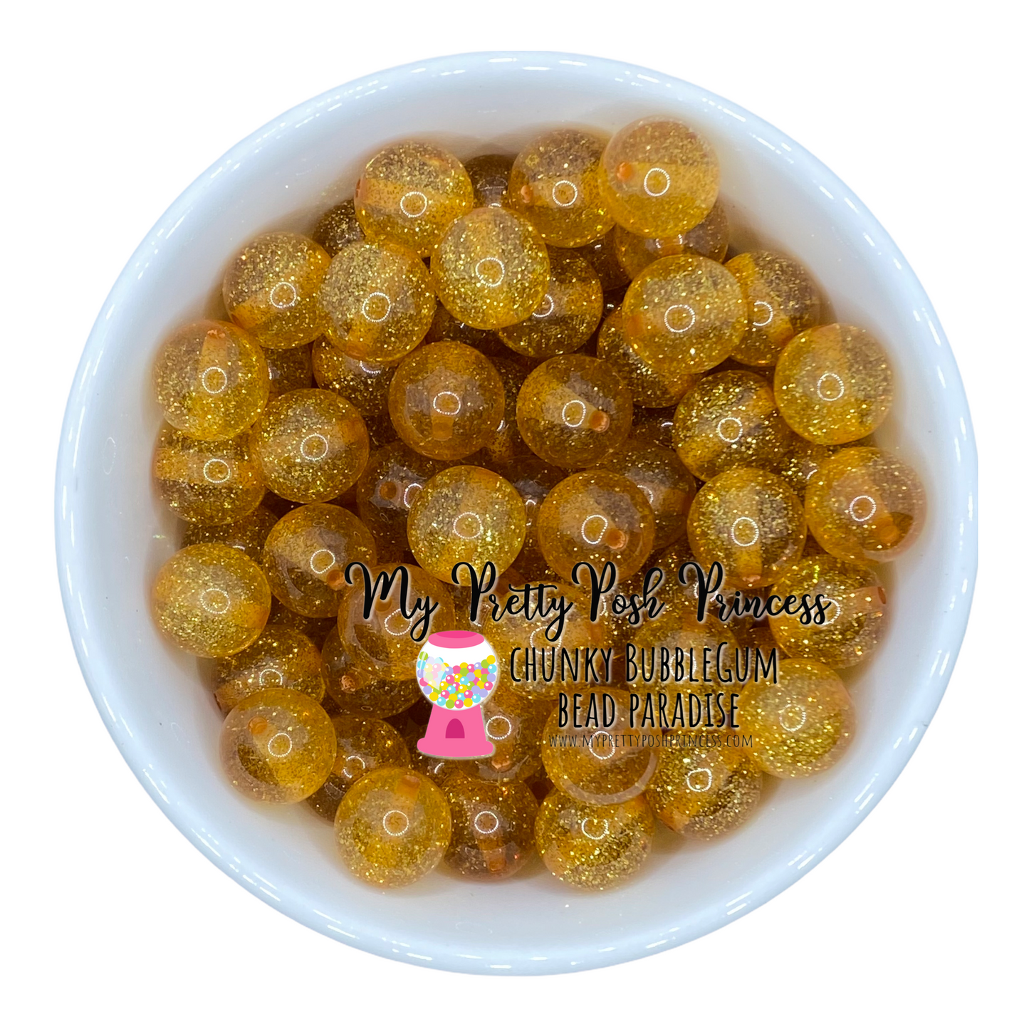 #938 - 20mm Gold Super Glitter Jellies Acrylic Beads (1 Count)