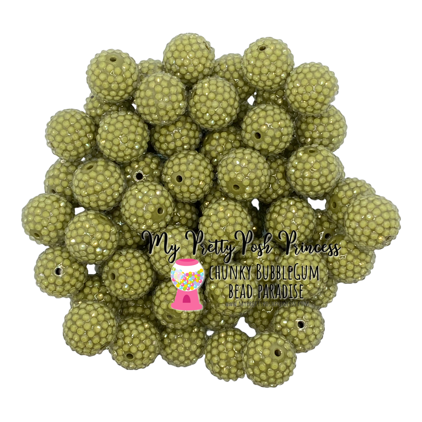 #1066 - 20mm Olive Jelly Rhinestone Beads (1 Count)