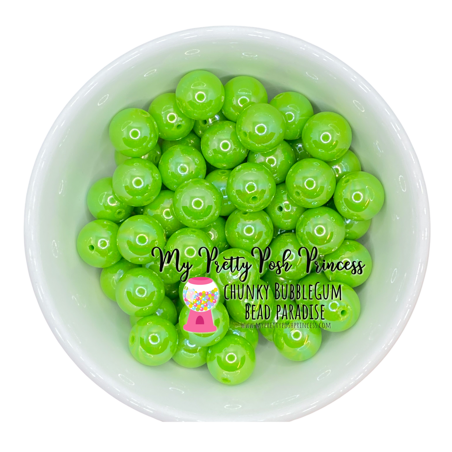 #453 - 20mm Lime AB Solid Acrylic Beads (1 Count)