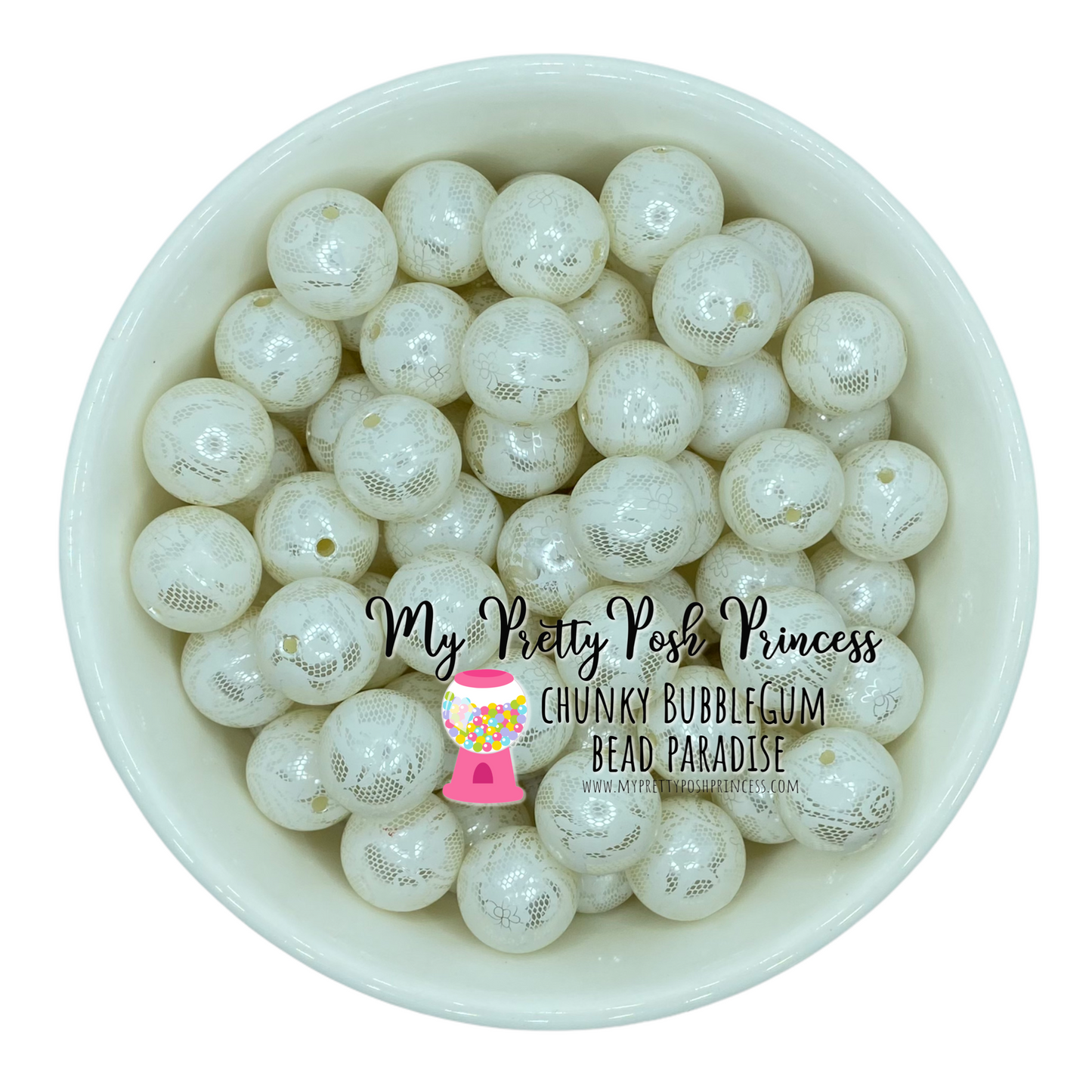 w209 - 12mm Ivory “Pearl Lace" Acrylic Beads (20 Count)