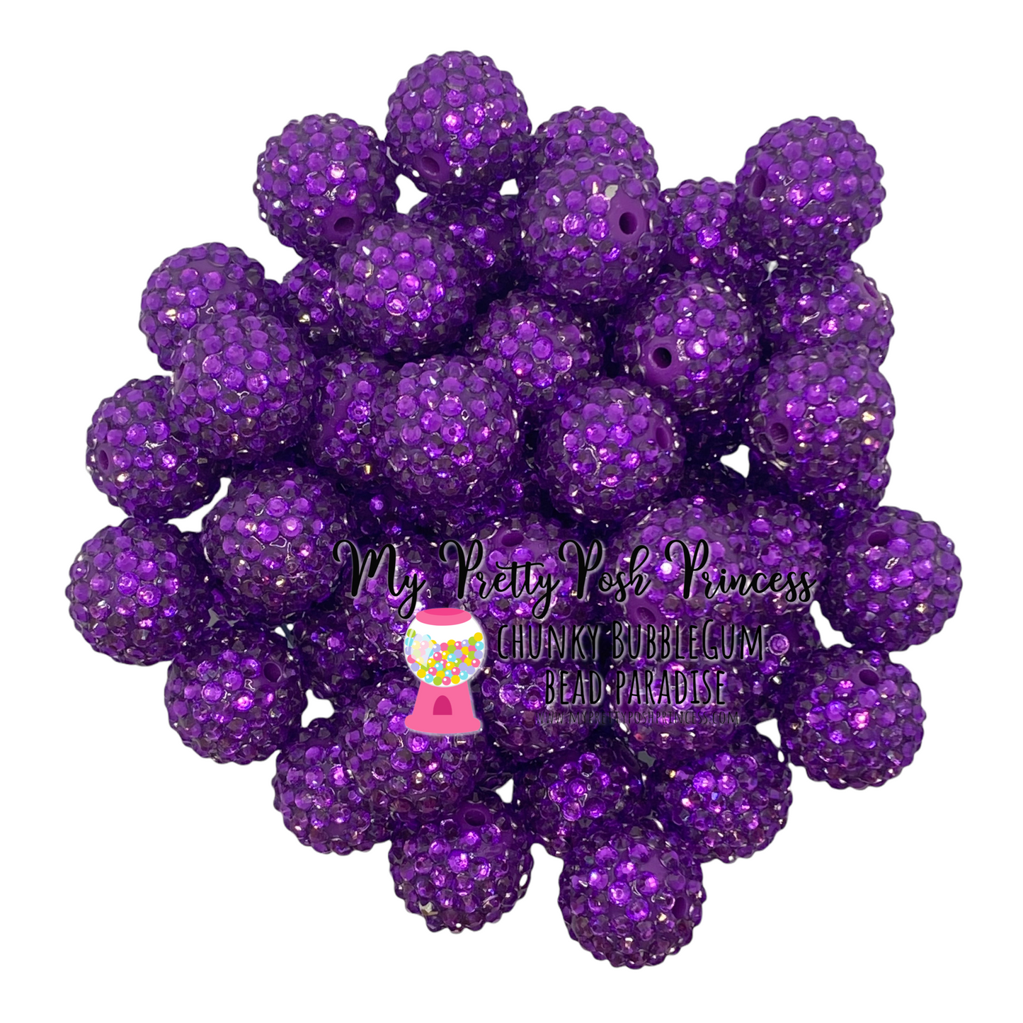 #1141 - 20mm Dark Purple Rhinestone Beads (1 Count)