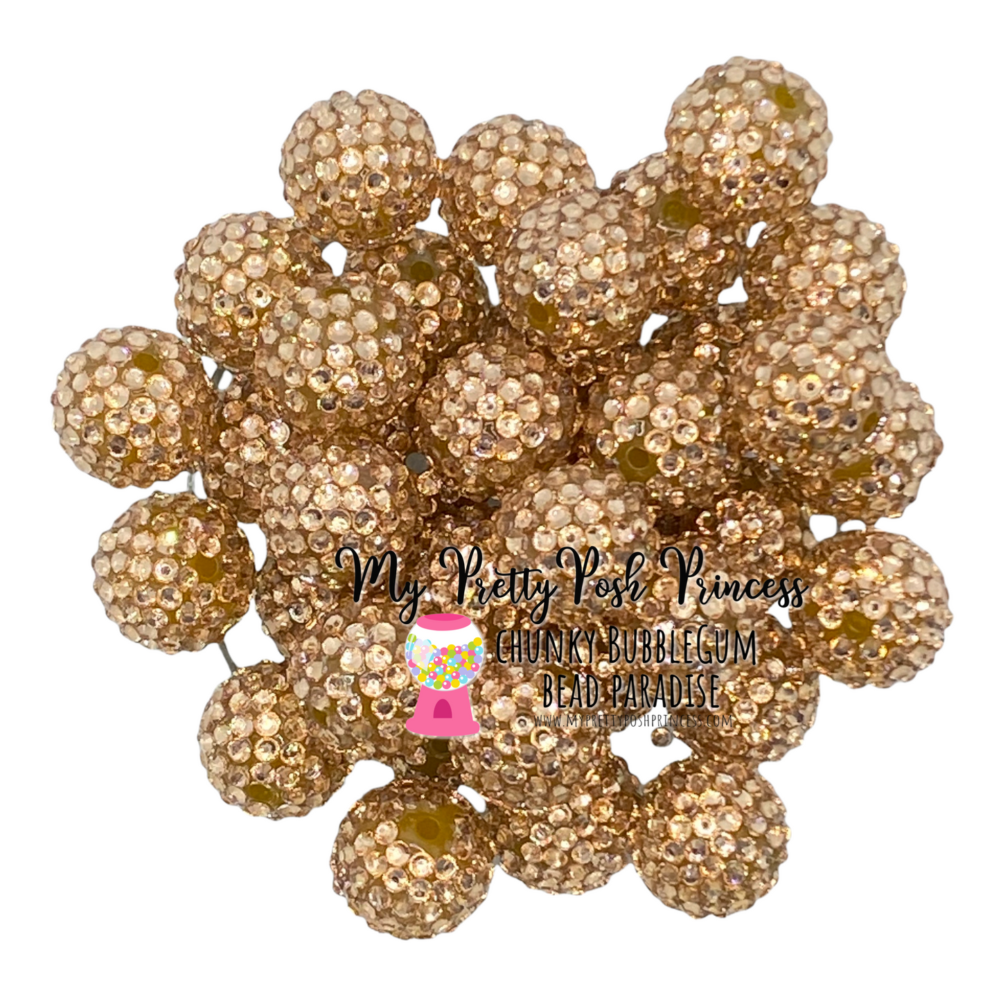 #210 - 12mm Toffee Rhinestone Acrylic Beads (20 Count)