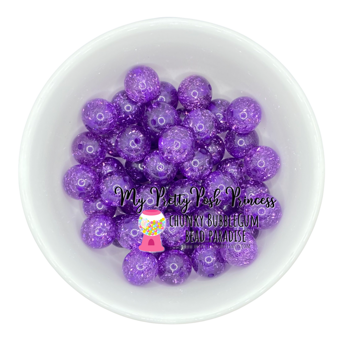 #149 - 12mm Purple Tinsel Glitter Acrylic Beads (20 Count)