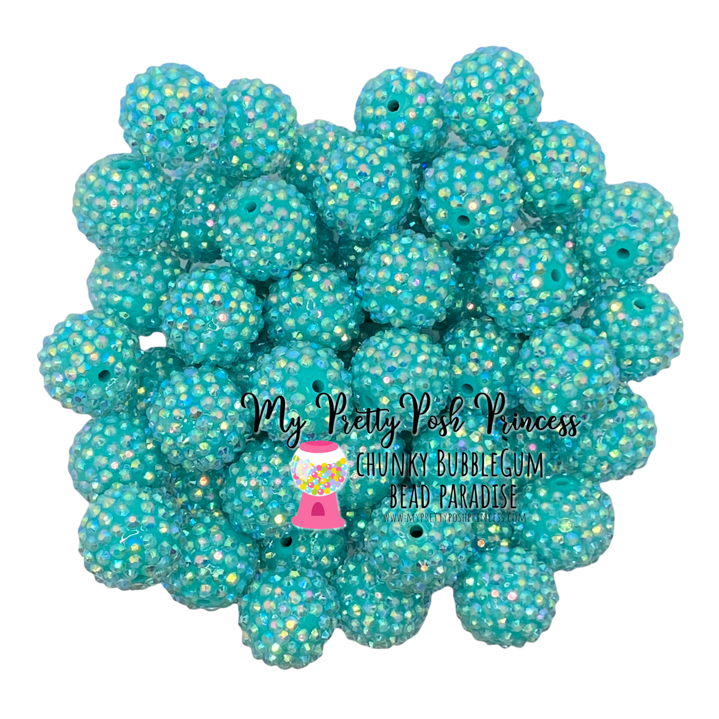 #1074 - 20mm Teal AB Rhinestone Beads (1 Count)