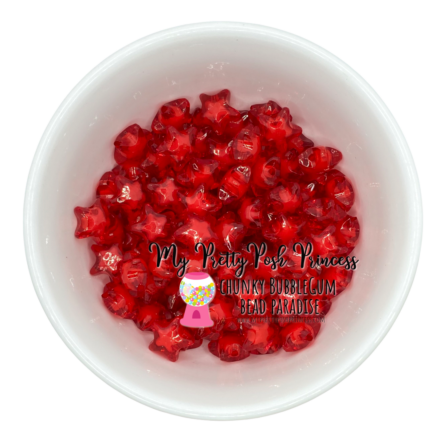W363- 20mm Red Star Acrylic Beads (1 Count)