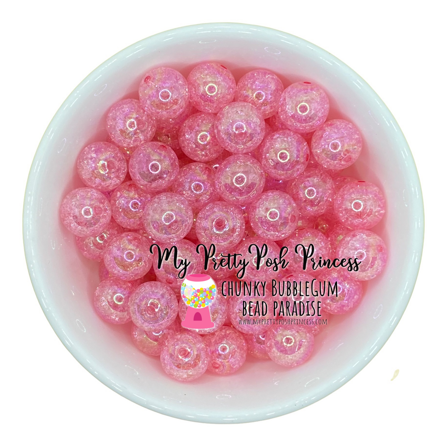 w69- 12mm Light Pink "Crackle AB" Acrylic Beads (20 Count)