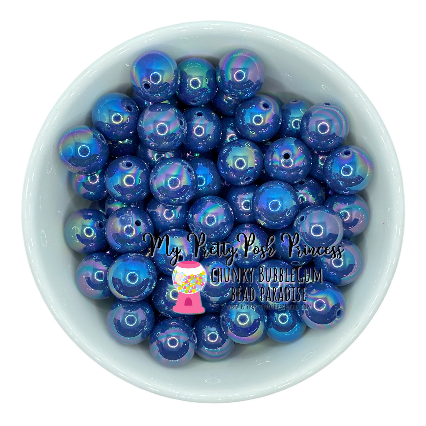 #465- 20mm Dark Blue AB SolidAcrylic Beads (1 Count)