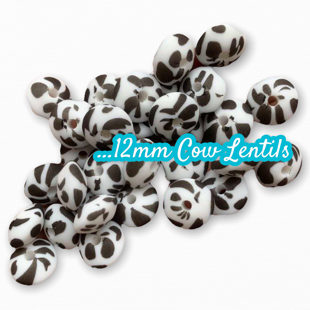 T281- 12mm “Cow” Lentils Silicone Beads