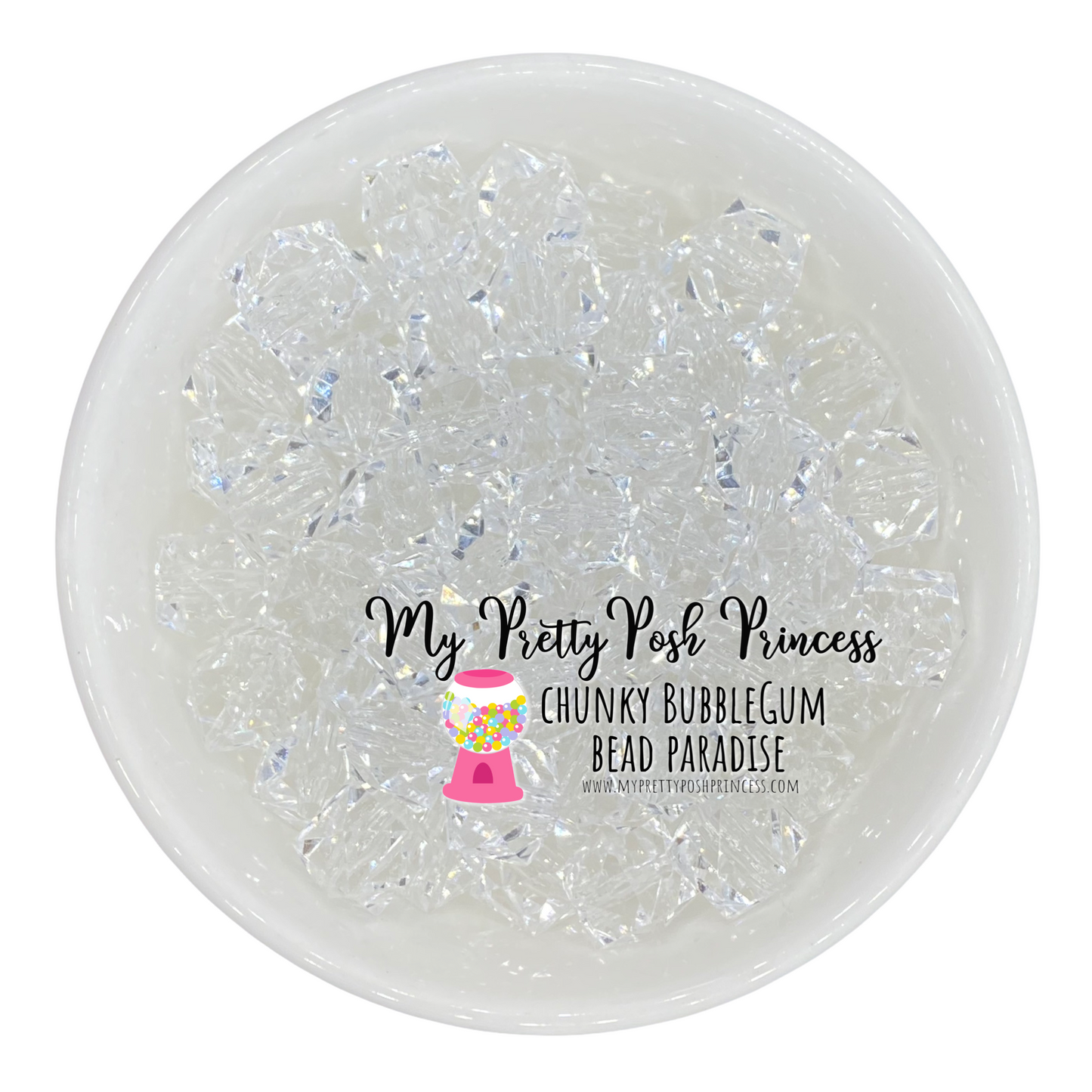 #256- 12mm Clear Ice Cube Acrylic Beads (20 Count)