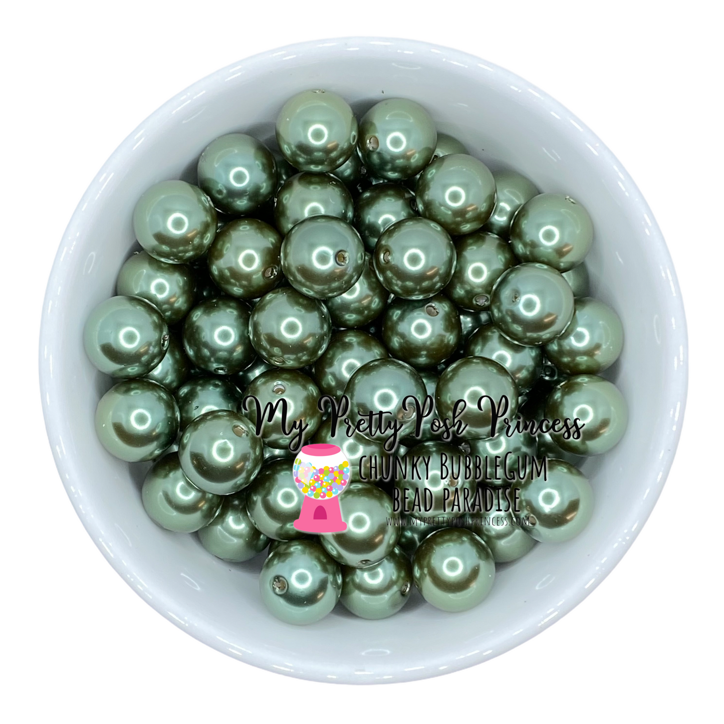 #81 - a31- 12mm Forest Green Pearl Acrylic Beads (20 Count)