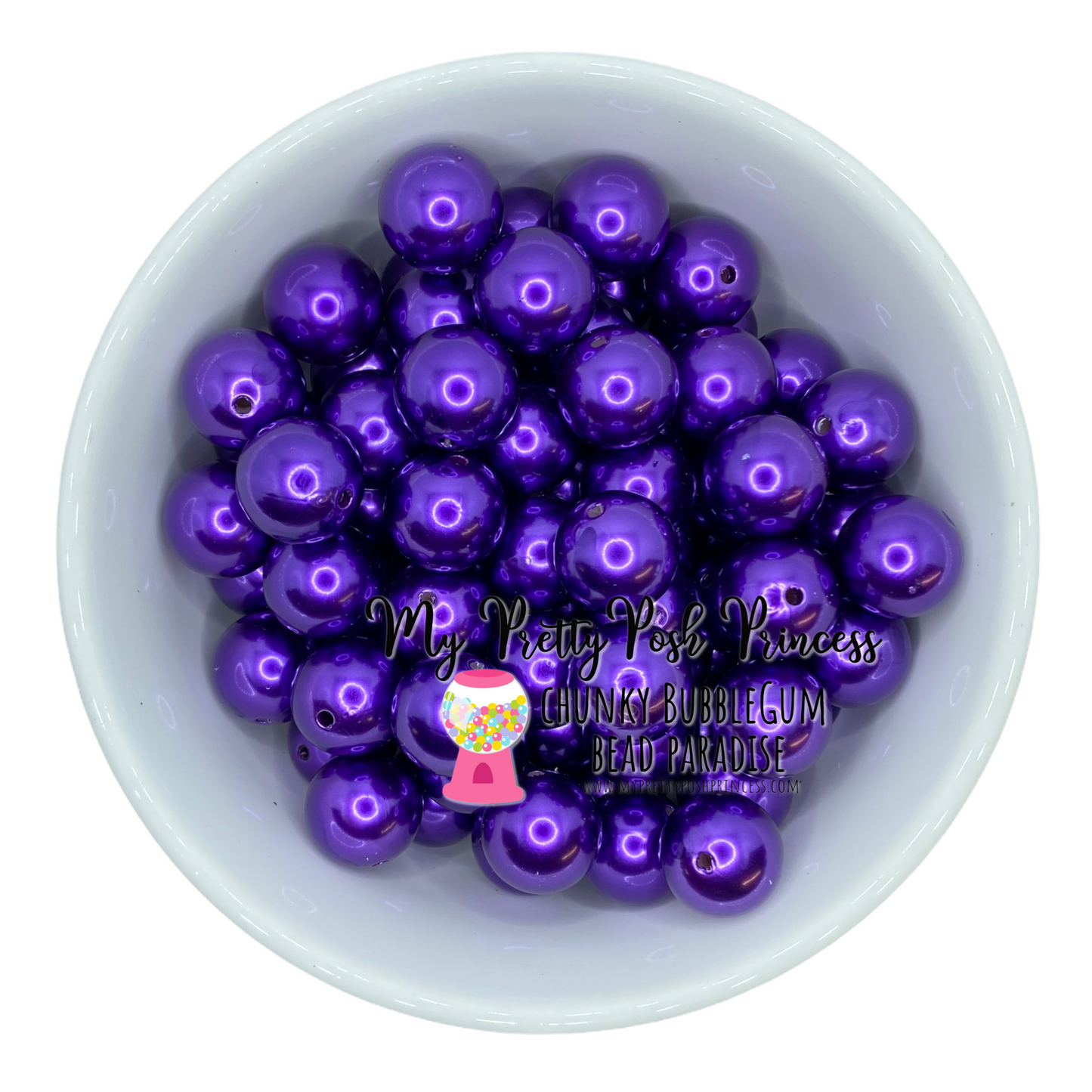 #106- a67- 12mm Dark Purple Pearl Acrylic Beads (20 Count)