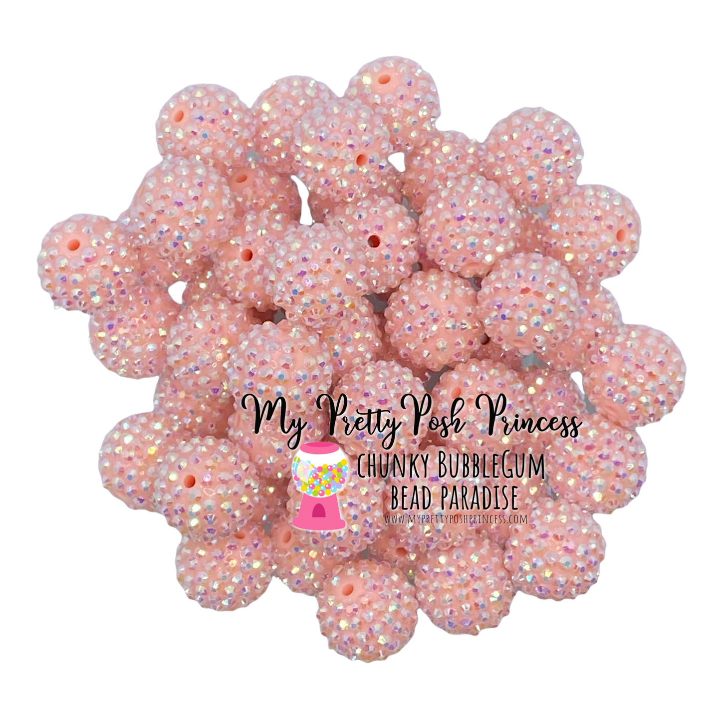 #1125 - 20mm Mint Pink AB Rhinestone Beads (1 Count)