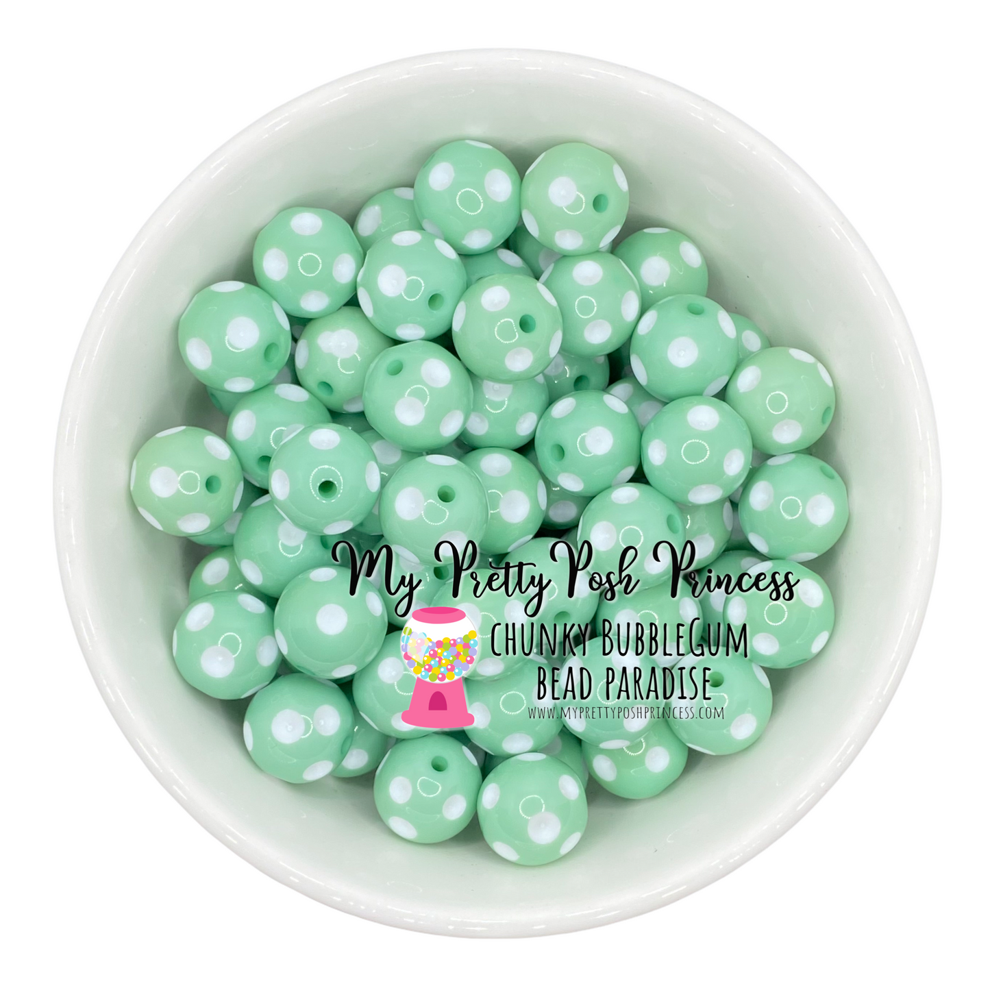 #994 - 20mm Wintergreen Polka Dot Acrylic Beads (1 Count)