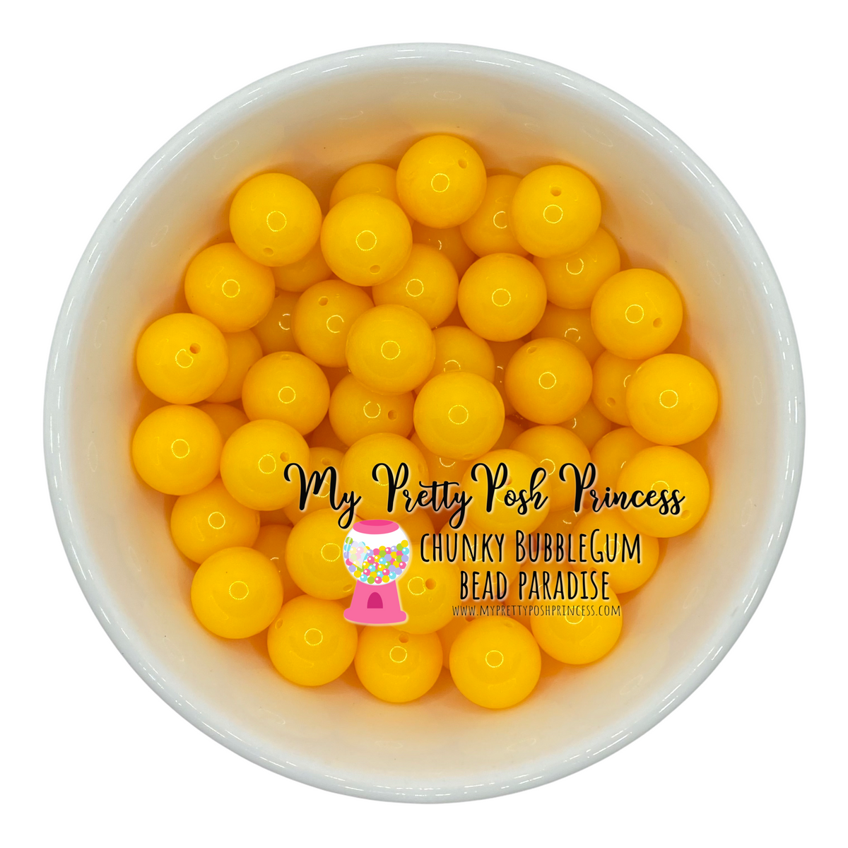 #300 - 20mm Bright Mustard Solid Acrylic Beads (1 Count)