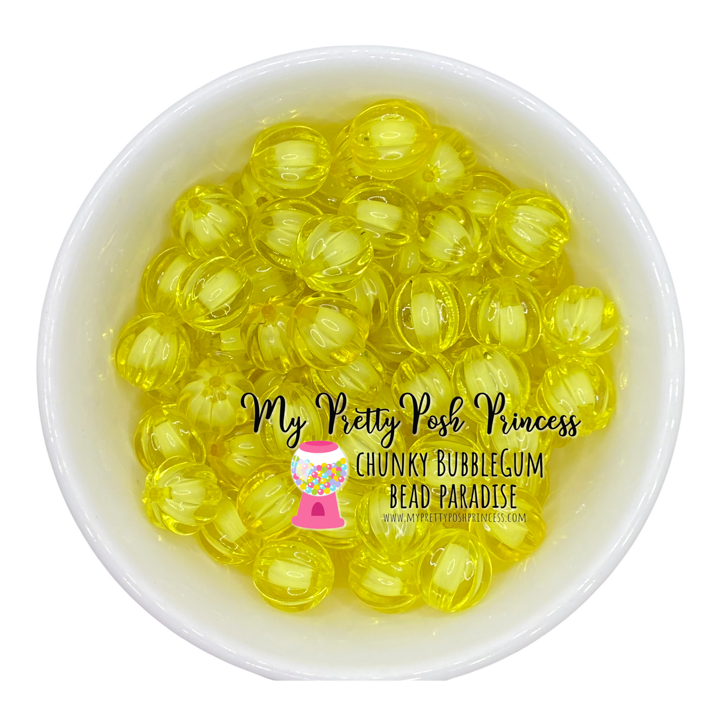 w41- 12mm Yellow "Watermelon" Acrylic Beads (20 Count)