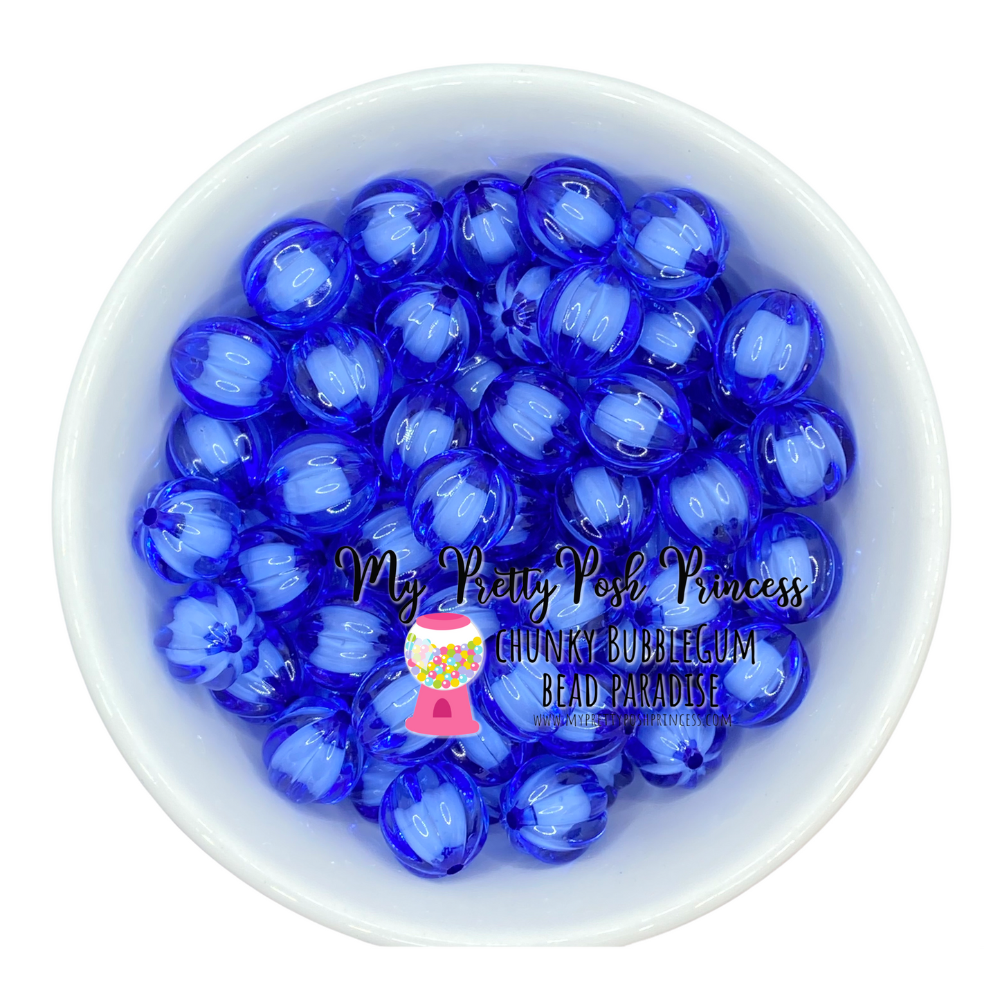 #595 - 20mm Royal Blue "Watermelon" Acrylic Beads (1 Count)
