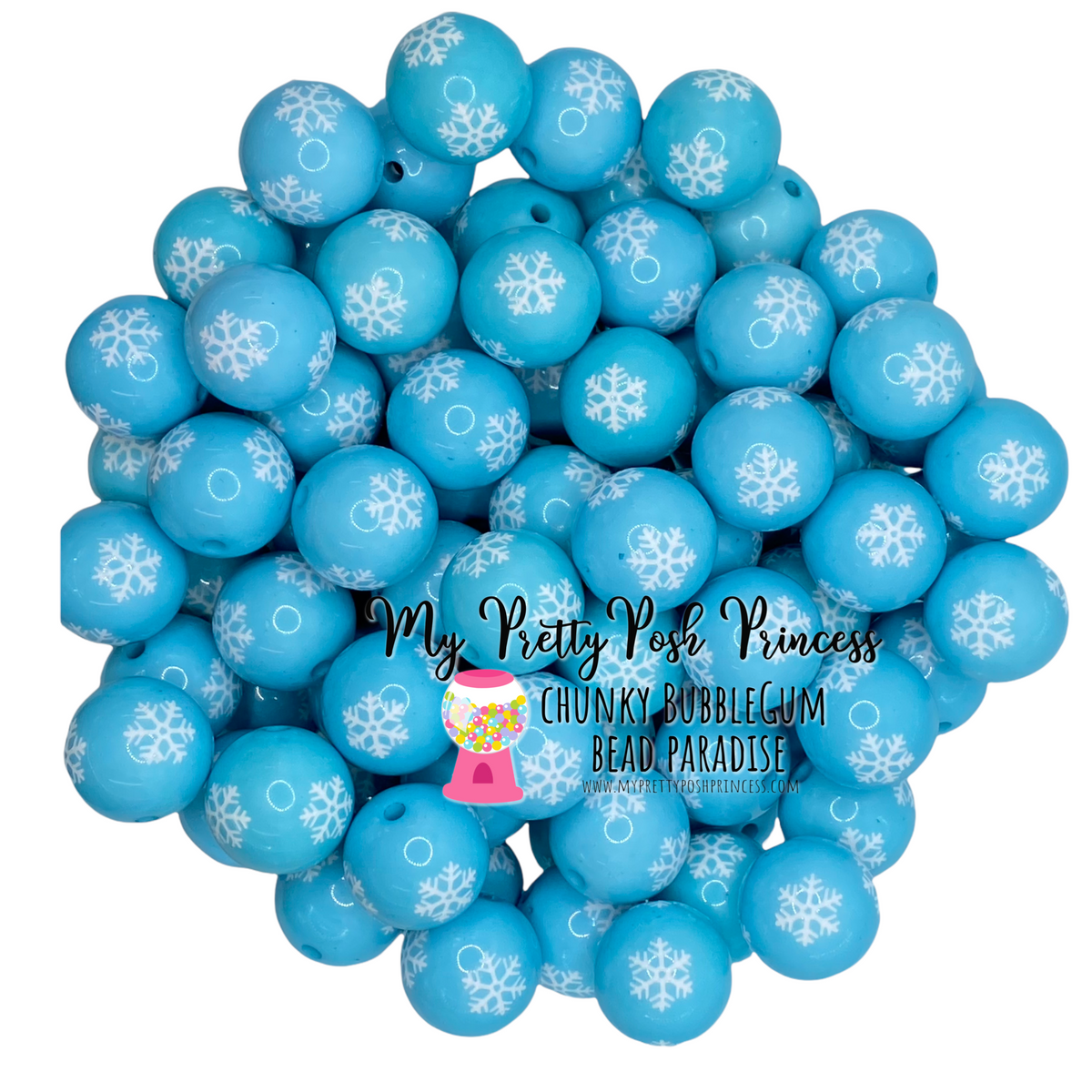 W331- 20mm Aqua Snowflake Acrylic Beads (1 Count)
