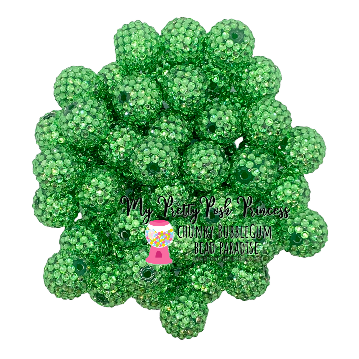 #1062 - 20mm Light Green Rhinestone Acrylic Beads (1 Count)