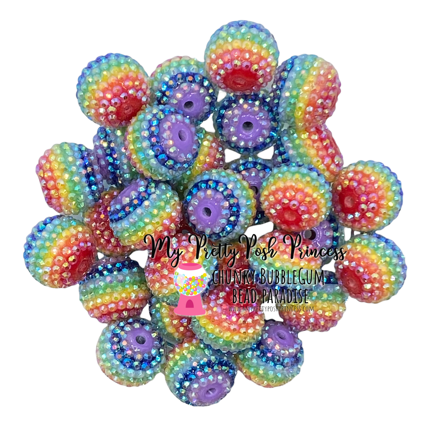 #1164 - 22mm Rainbow AB Rhinestone Acrylic Beads (1 Count)