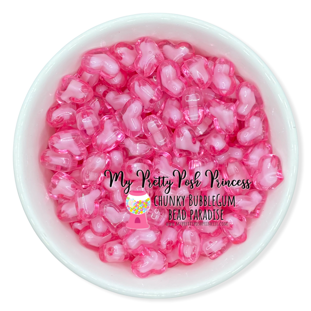 #952 - 22mm Pink Hearts Acrylic Beads (1 Count)