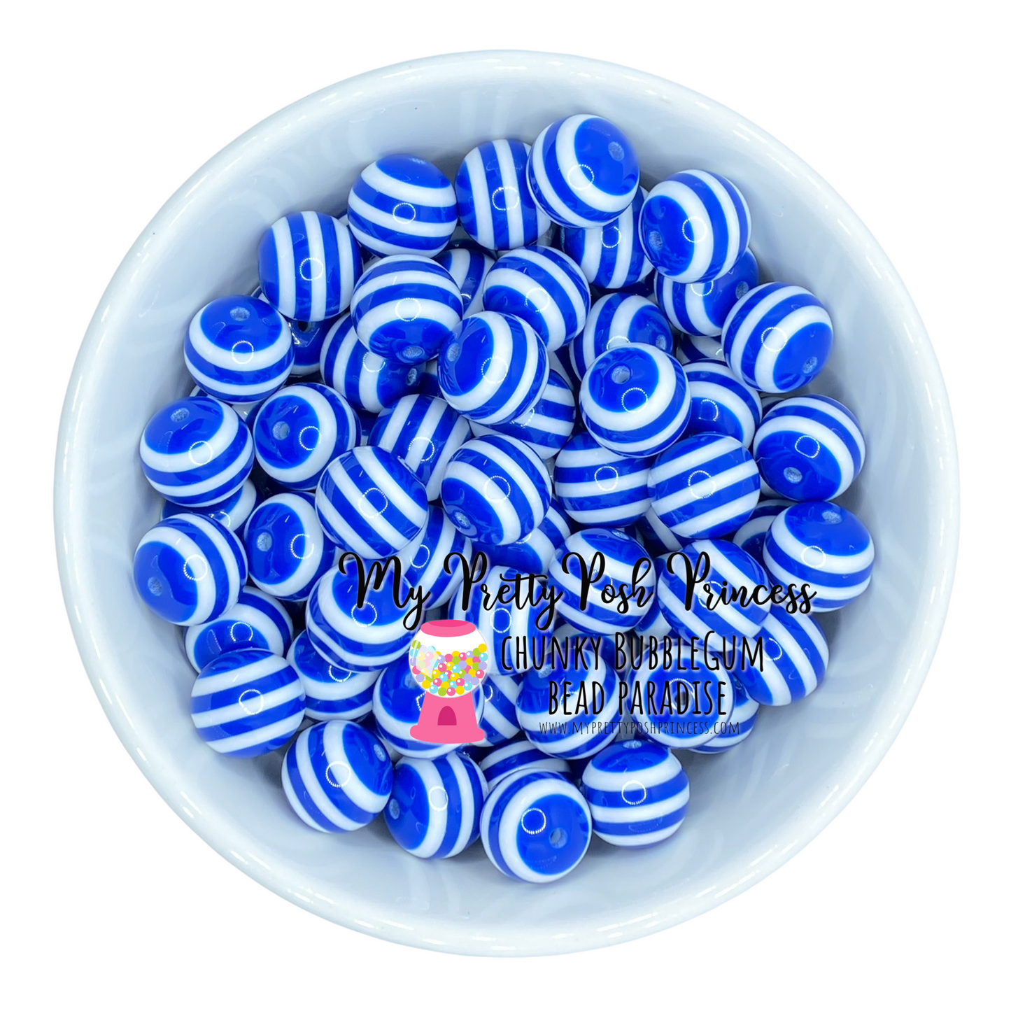 stp30-12mm Royal Blue Striped Acrylic Beads (20 Count)
