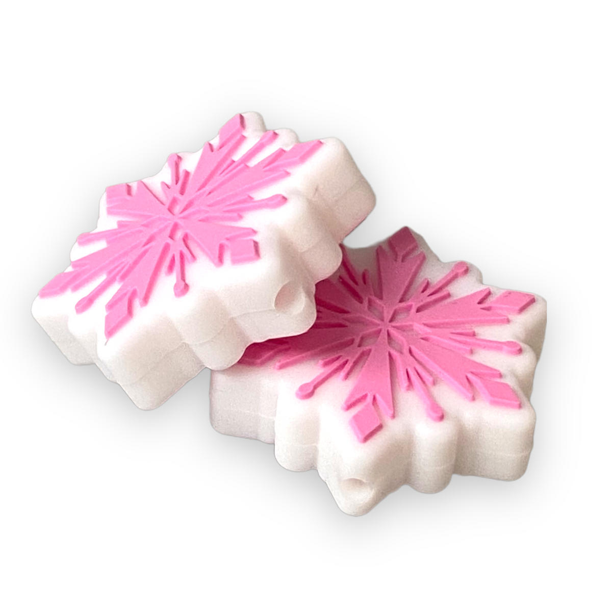 X21- Pink Snowflake Silicone (1 Count) Focal Bead