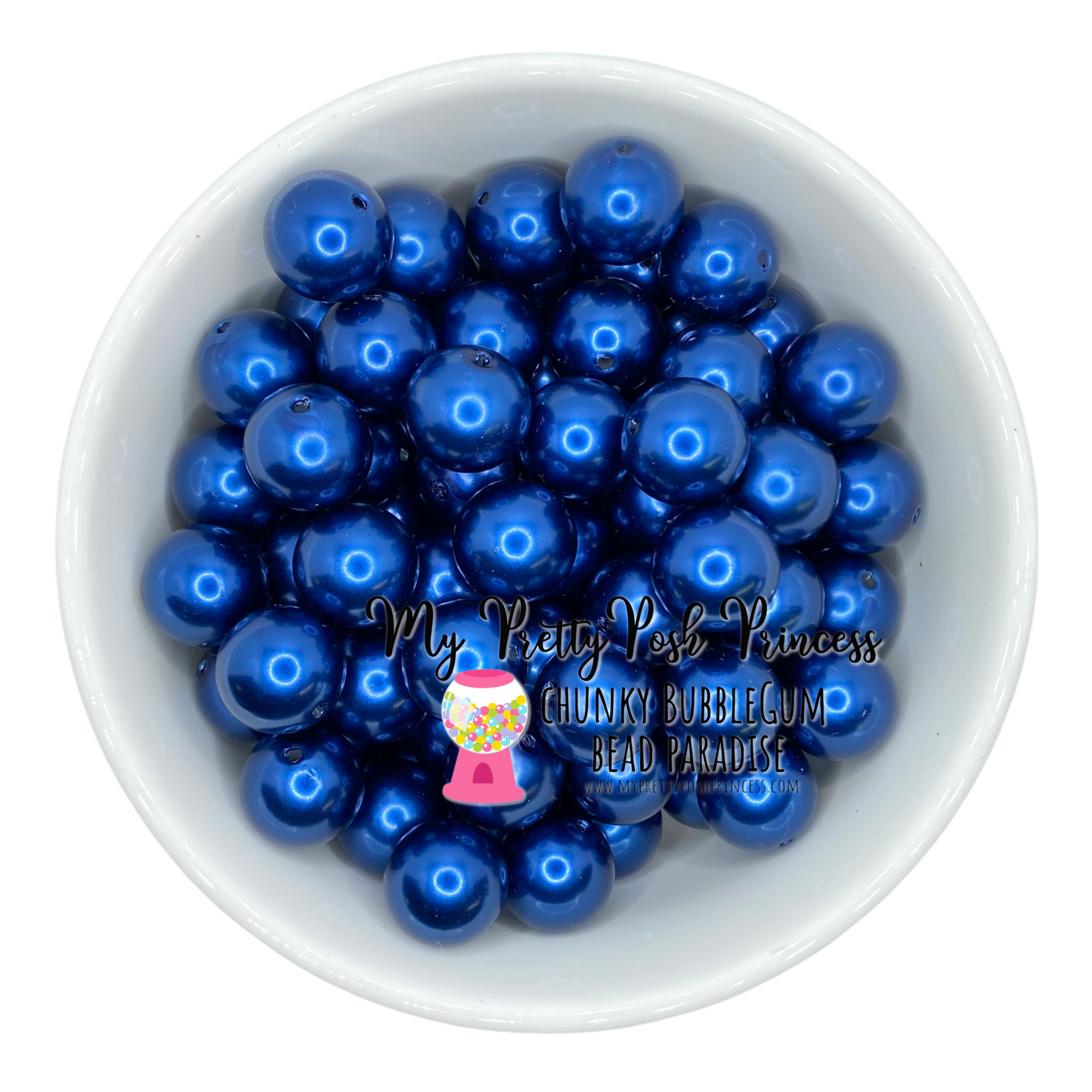 #104 - a65- 12mm Dark Blue Pearl Acrylic Beads (20 Count)