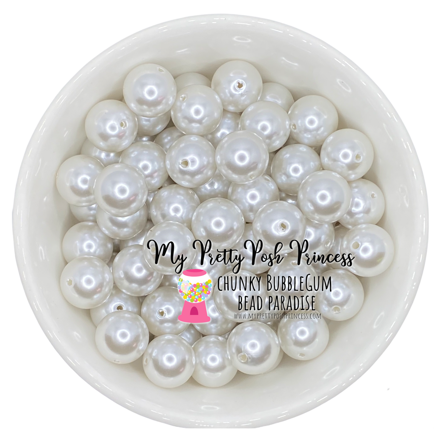 #410 - A63- 20mm White Pearl Acrylic Beads (1 Count)