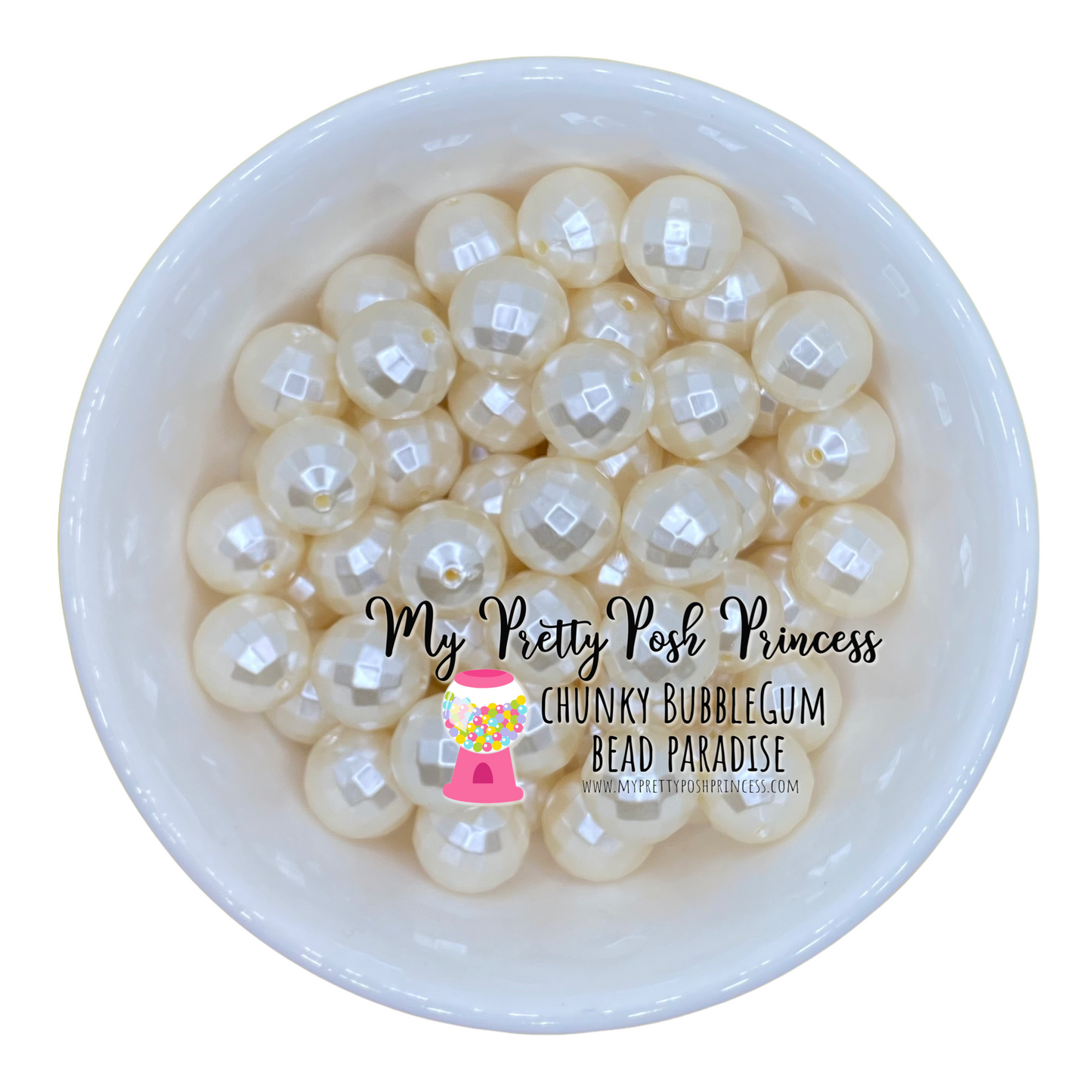 #695 - 20mm Ivory "Pearl Disco Ball" Acrylic Beads (1 Count)