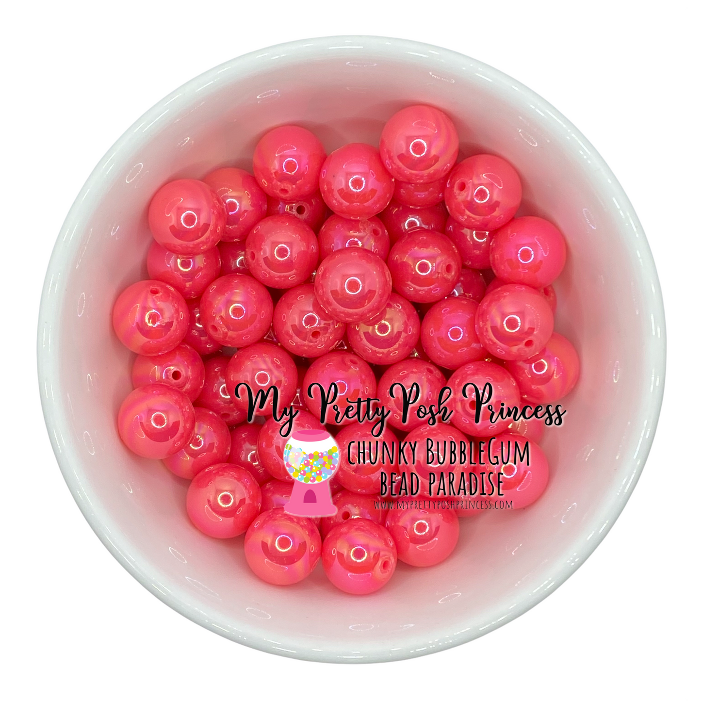 #477 - 20mm Neon Pink AB Solid Acrylic Beads (1 Count)