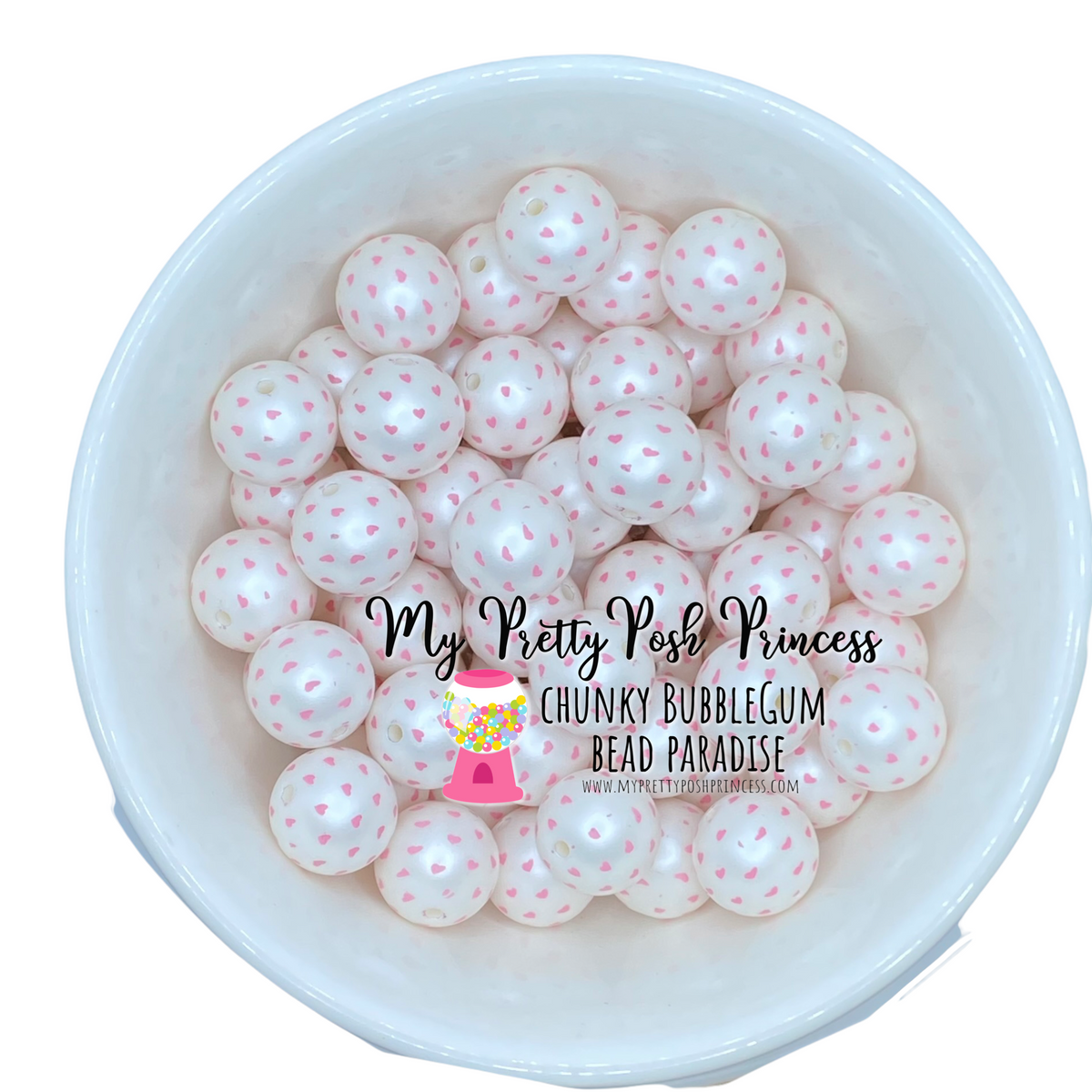 W372- 20mm Light Pink Hearts Matte Pearl Acrylic Beads (1 Count)