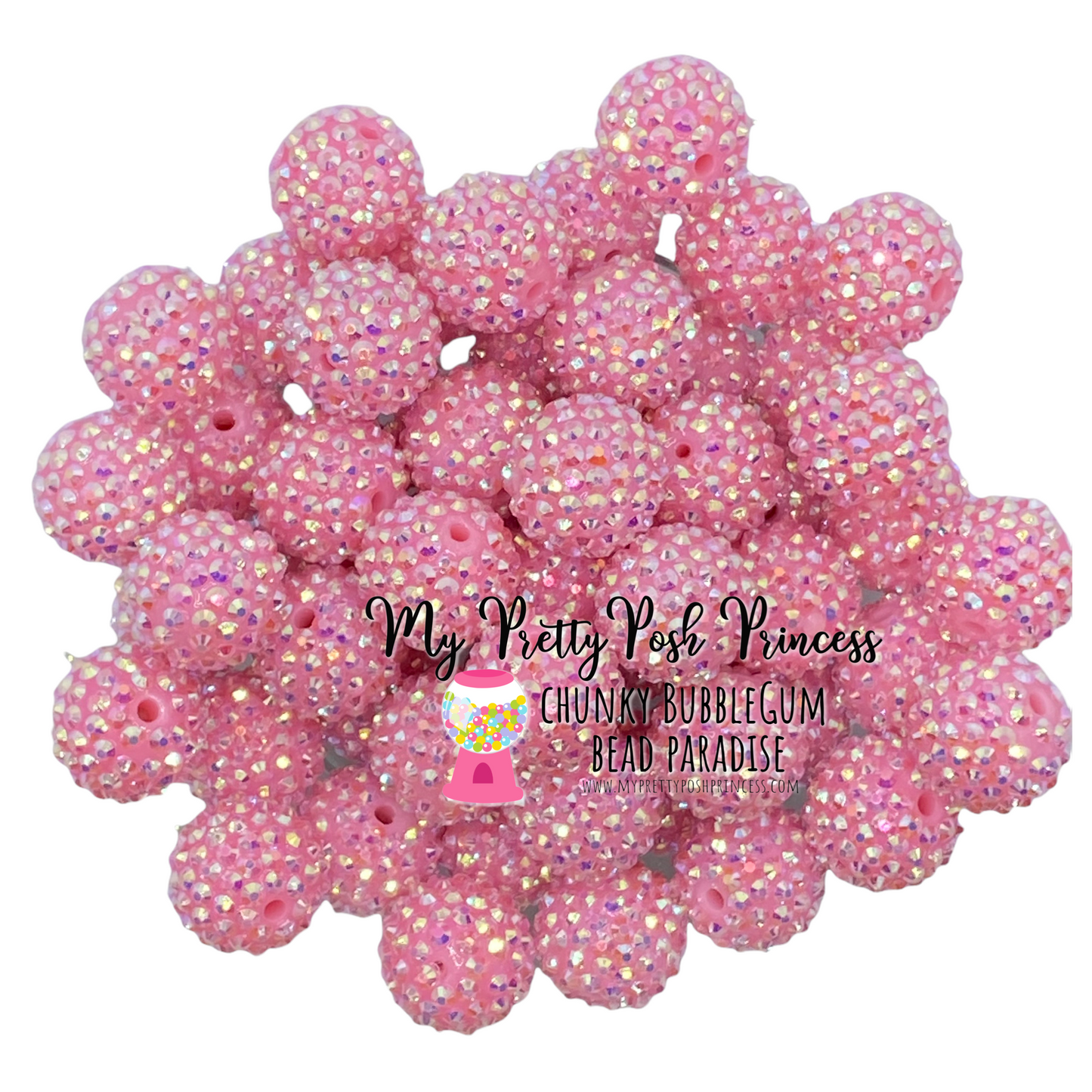#219 - 12mm Light Pink AB Rhinestone Beads (20 Count)