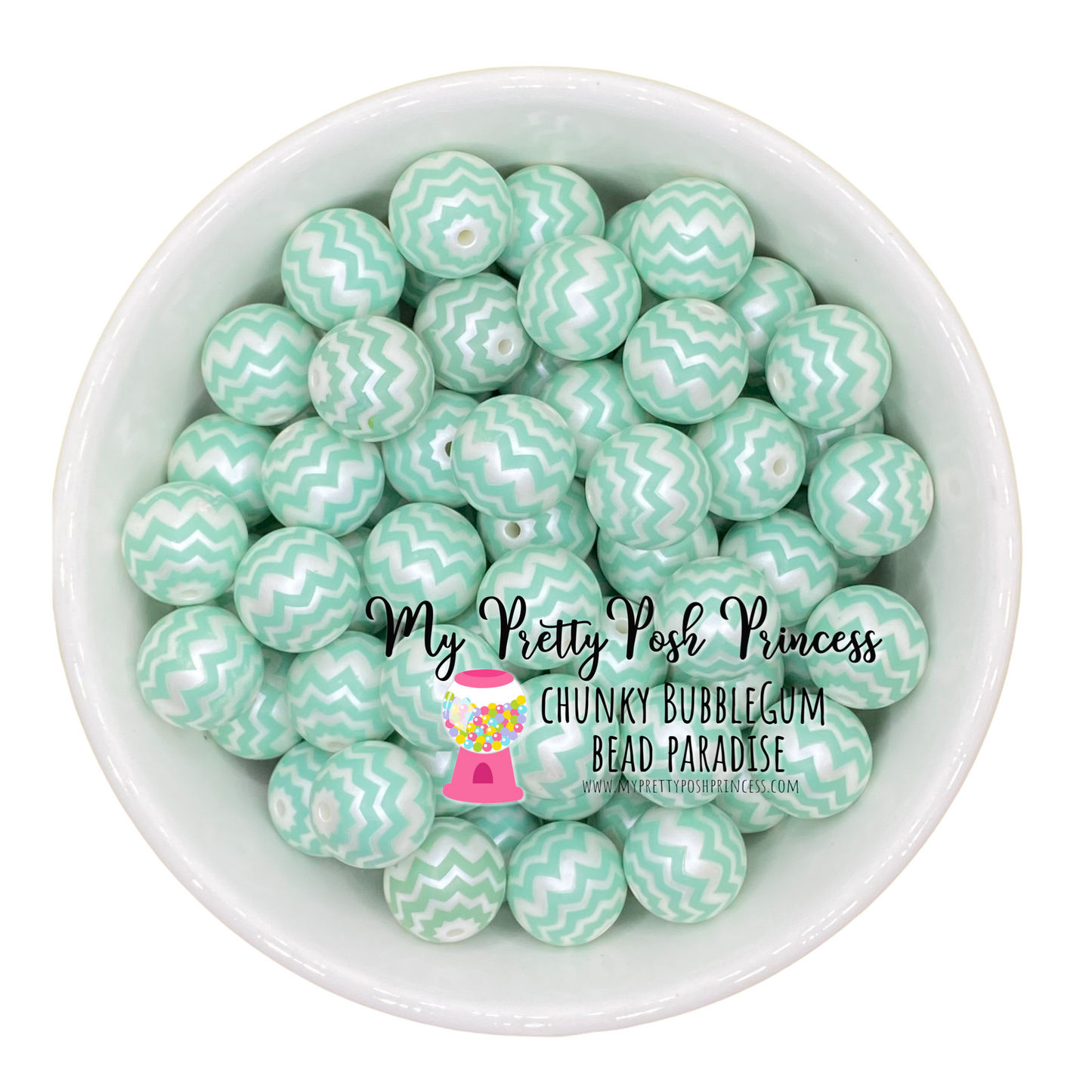 #810 - 20mm Wintergreen "Chevron" Acrylic Beads (1 Count)