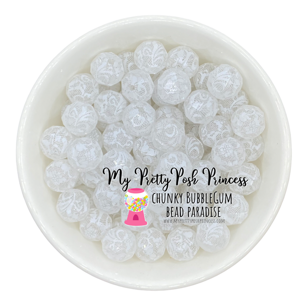 #591 - 20mm White "Lace" Acrylic Beads (1 Count)
