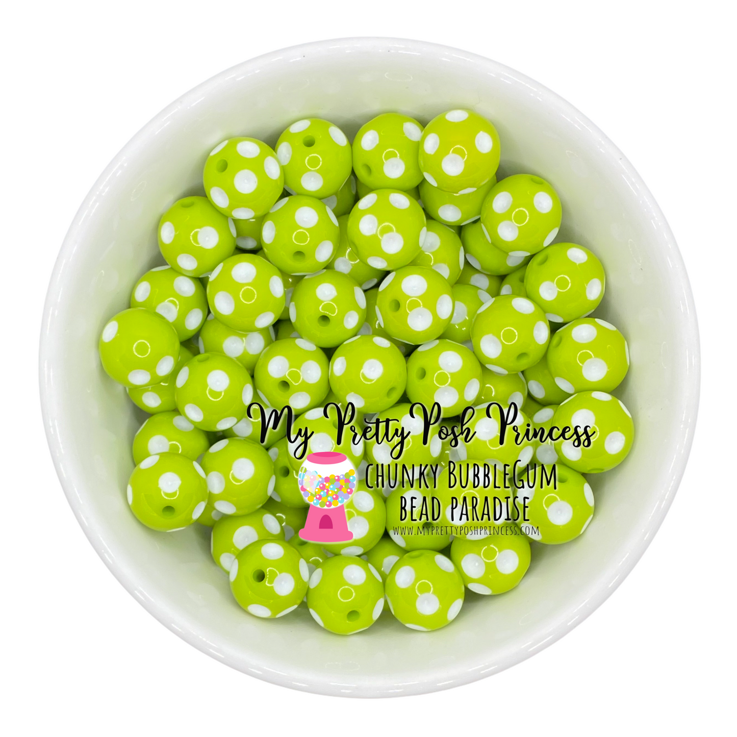 #995 - 20mm Lime Polka Dot Acrylic Beads (1 Count)