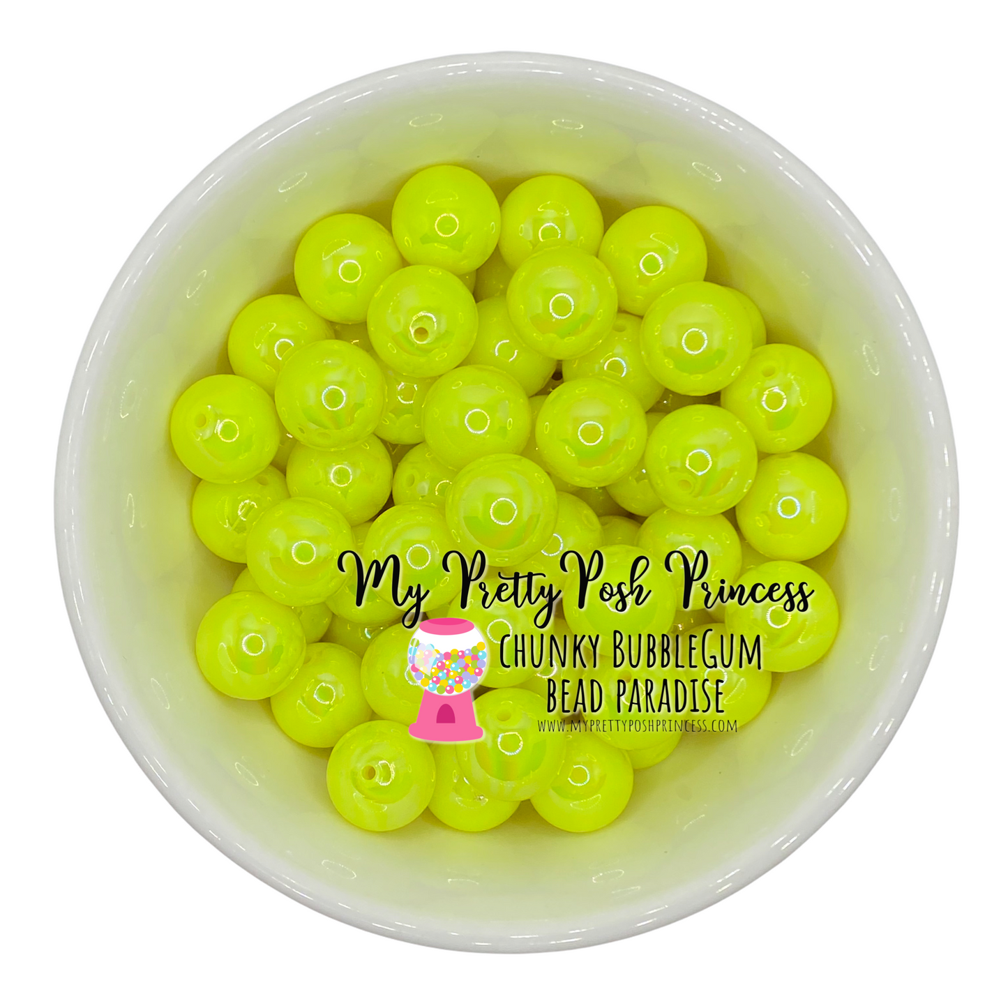 #450 - 20mm Neon Yellow AB Solid Acrylic Beads (1 Count)