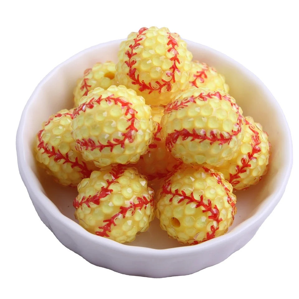 #1183 - 20mm Softball Jelly Rhinestone Acrylic Beads (1 Count)