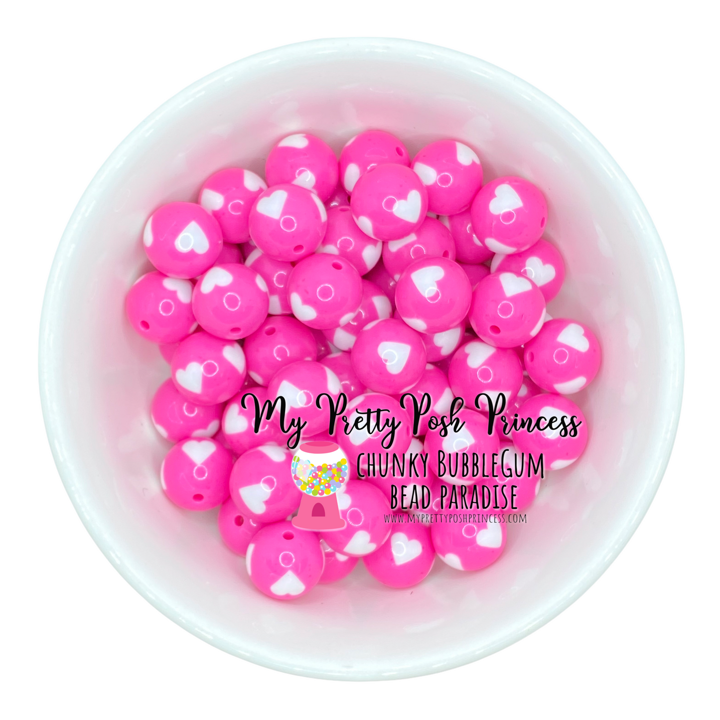 W376- 20mm Dark Pink Heart Acrylic Beads (1 Count)