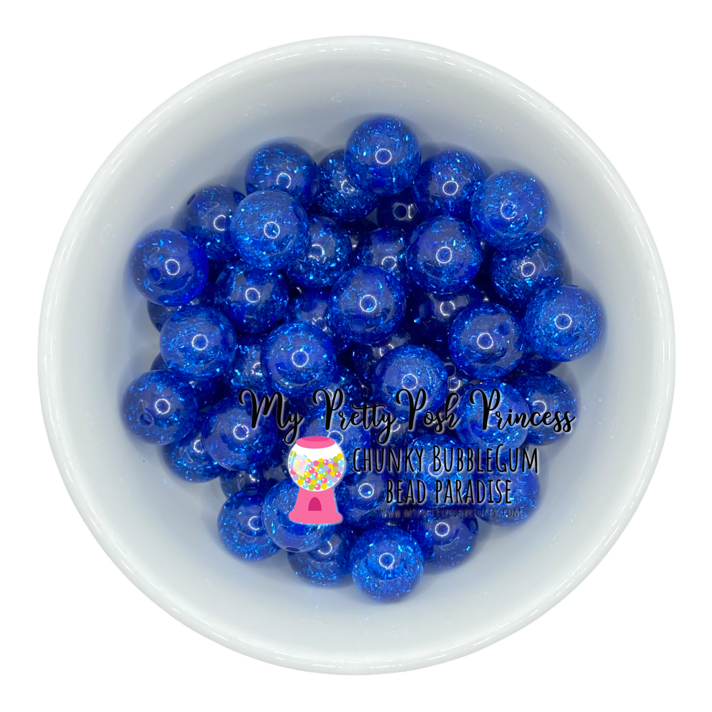 #491 - 20mm Blue Tinsel Glitter Acrylic Beads (1 Count)