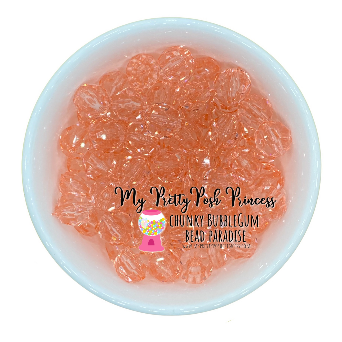 w180- 12mm Coral Faceted Acrylic Beads (20 Count)