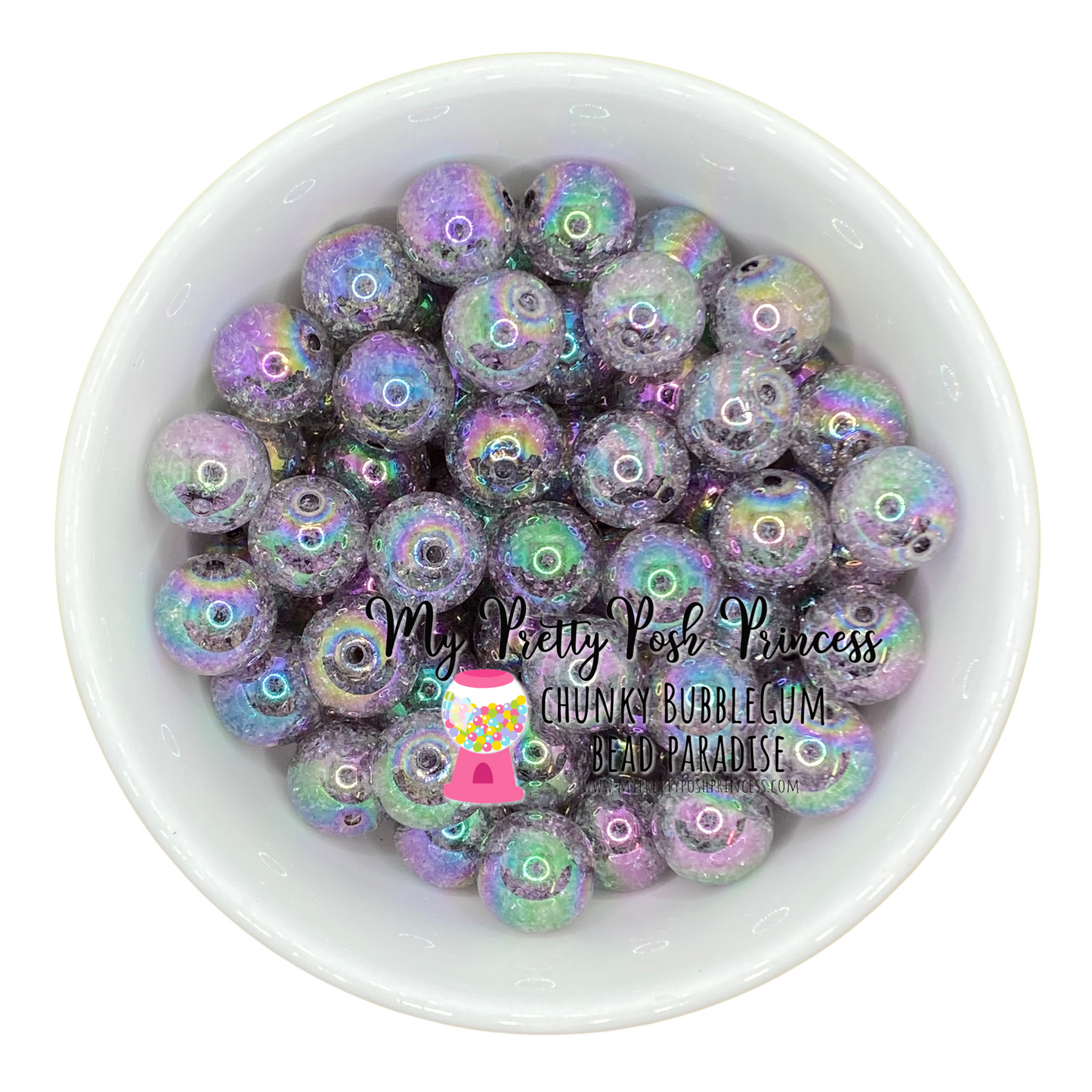 #616 - 20mm Black "Crackle AB" Acrylic Beads (1 Count)