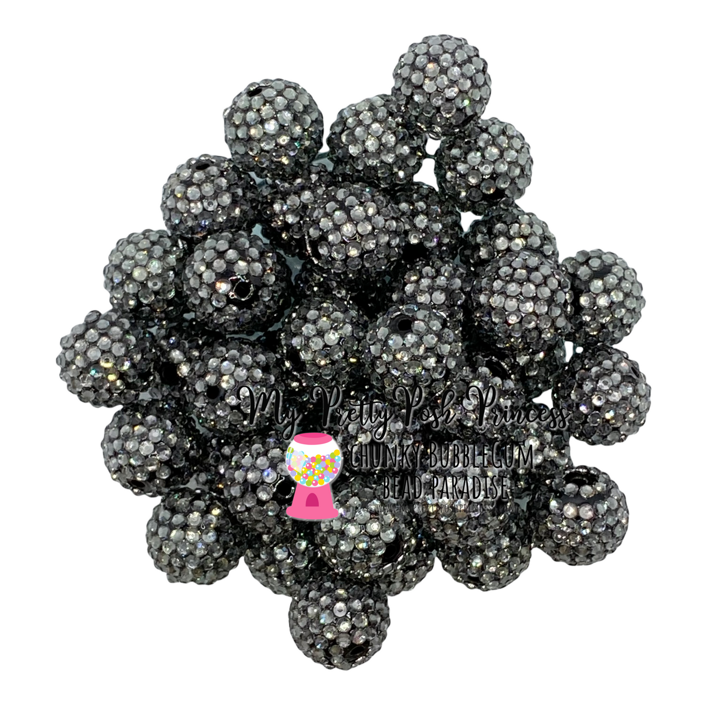 #1109 - 20mm Dark Gray Rhinestone Beads (1 Count)