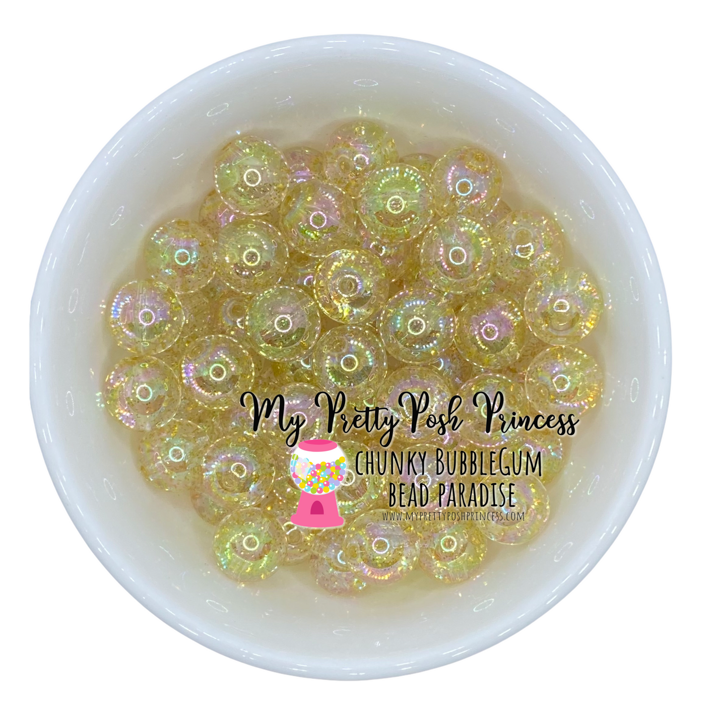 #504 - 20mm Gold Jelly Glitter Acrylic Beads (1 Count)