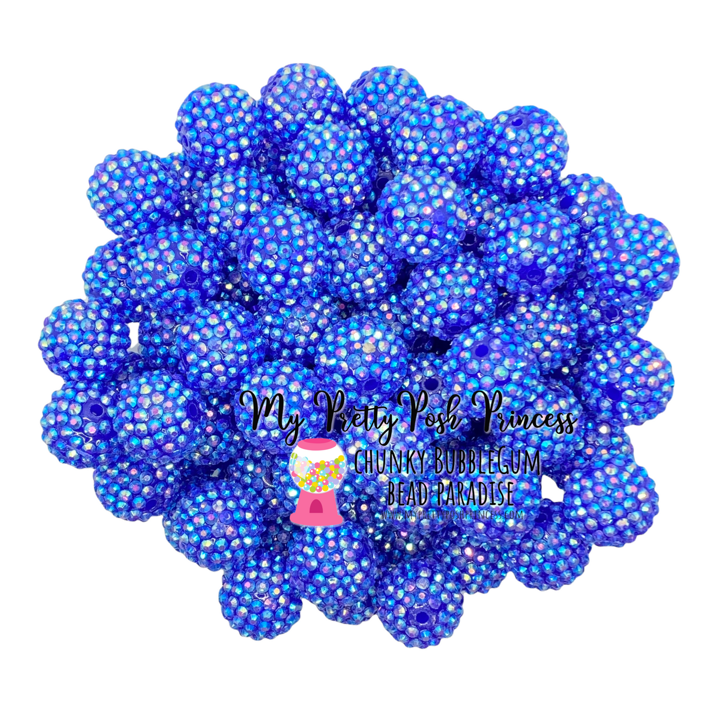 #1147 - 20mm Royal Blue AB Rhinestone Beads (1 Count)