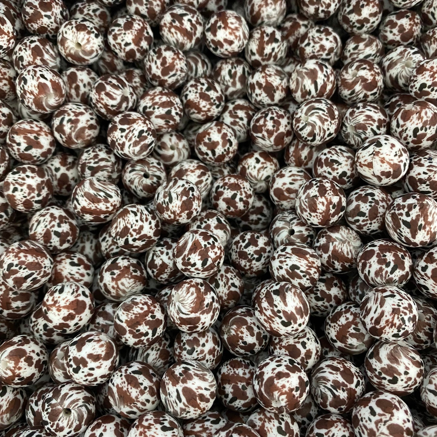 T39- 12mm Lentil "Cowhide" Silicone Beads