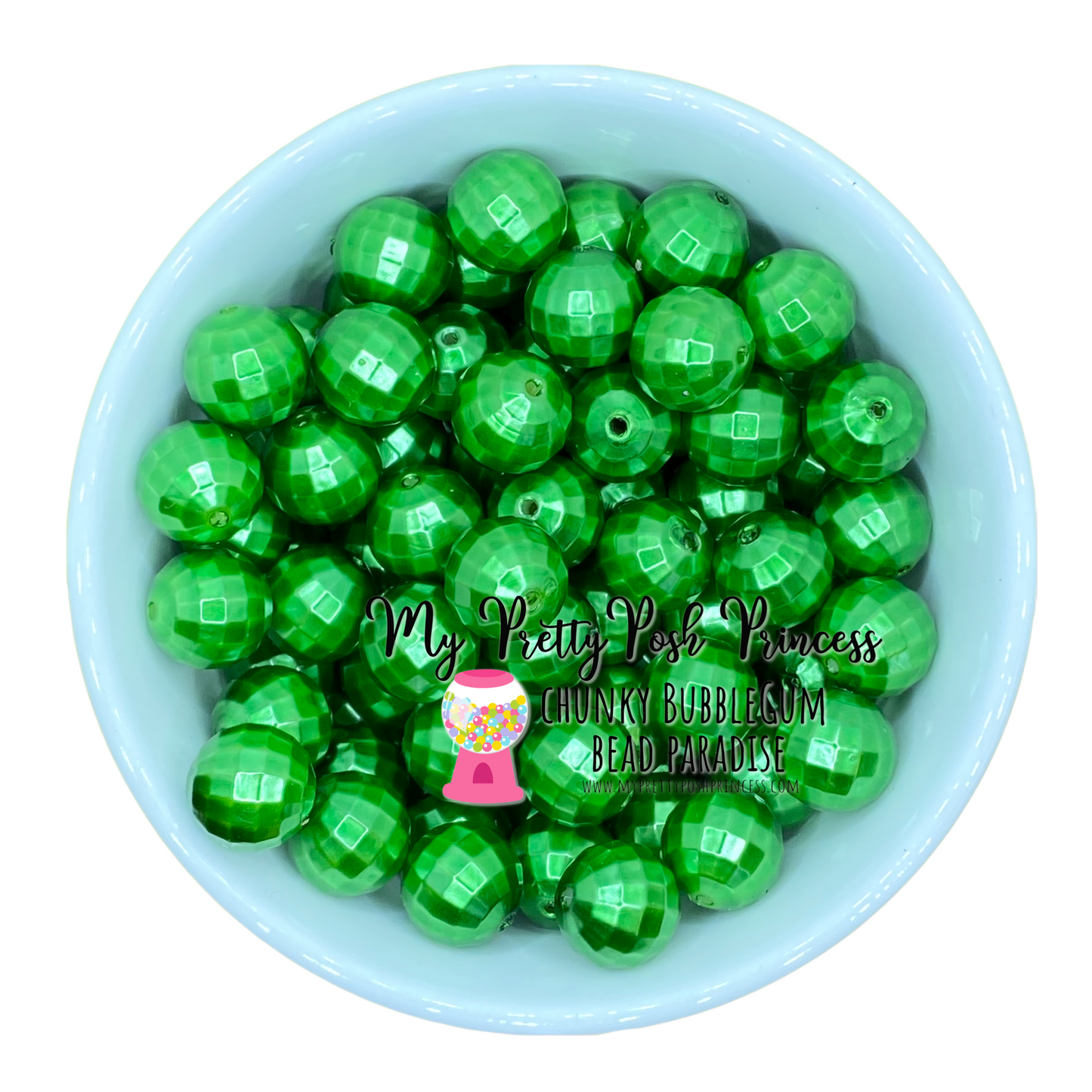 #801 - 20mm Green "Pearl Disco Ball" Acrylic Beads (1 Count)