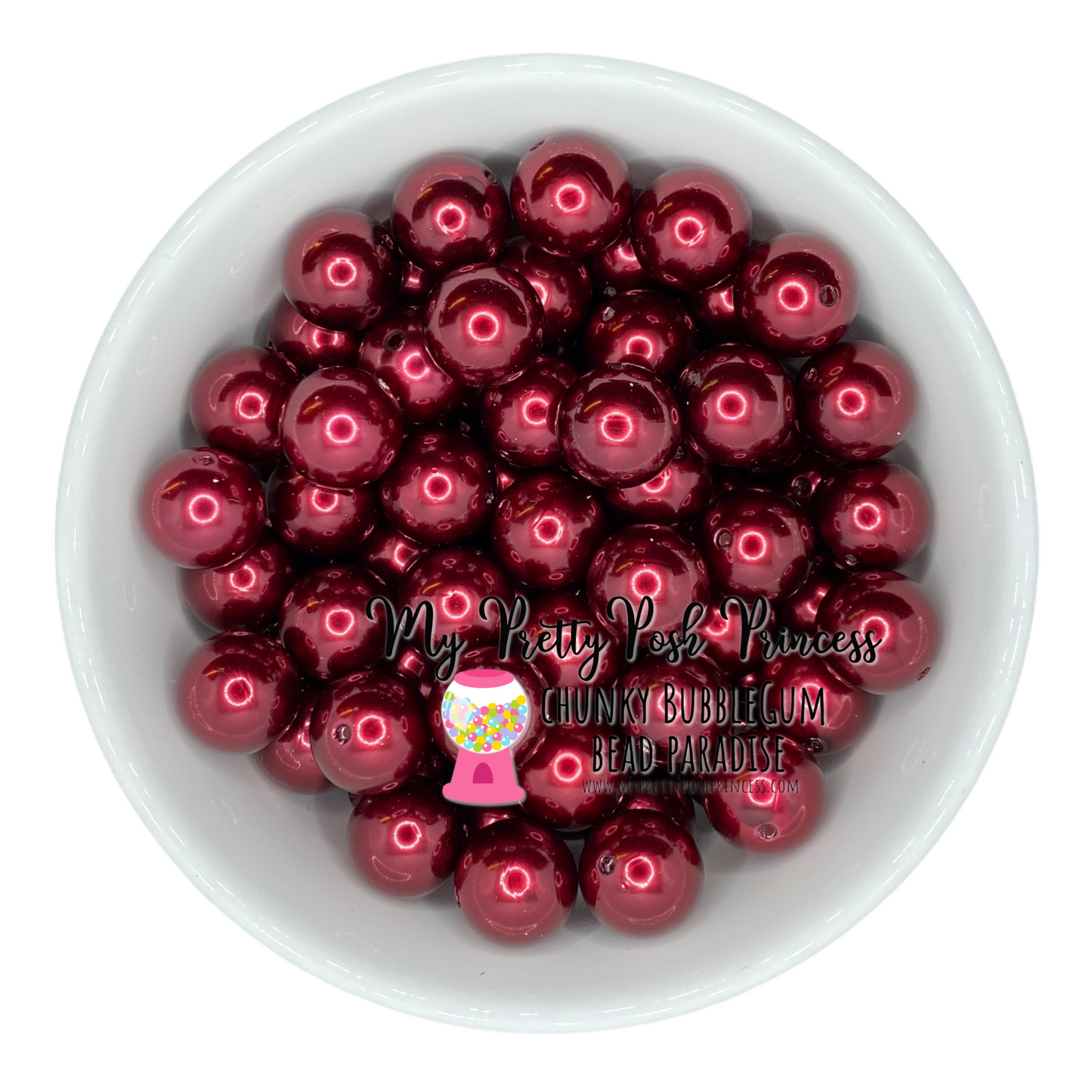 # 89 - a43- 12mm Dark Red Pearl Acrylic Beads (20 Count)